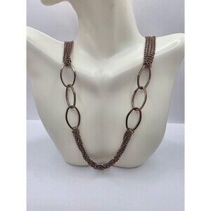 VTG Interlocking Oval Links w\ Multi Dark Goldtone Chains Necklace 19" + 1"